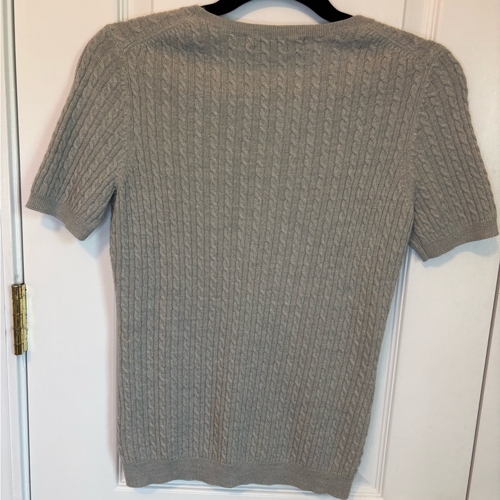Brooks Brothers 346 Merino Wool Sweater S Gray Cable Knit Short Sleeve - Picture 5 of 6
